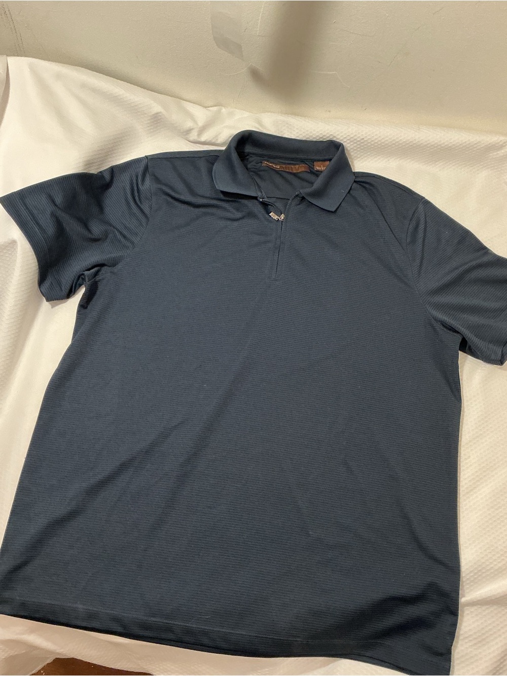 Perry Ellis Dark Blue Half-Zip Polo